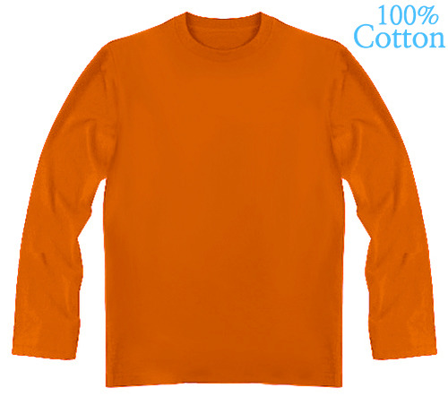 오렌지 라운드 긴팔티셔츠